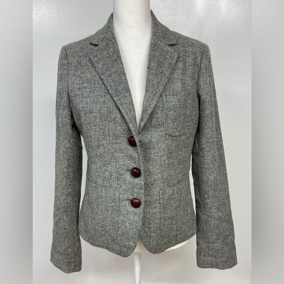 J. Crew Gray 100% Wool Blazer Jacket Robert Noble Scotland Size 6